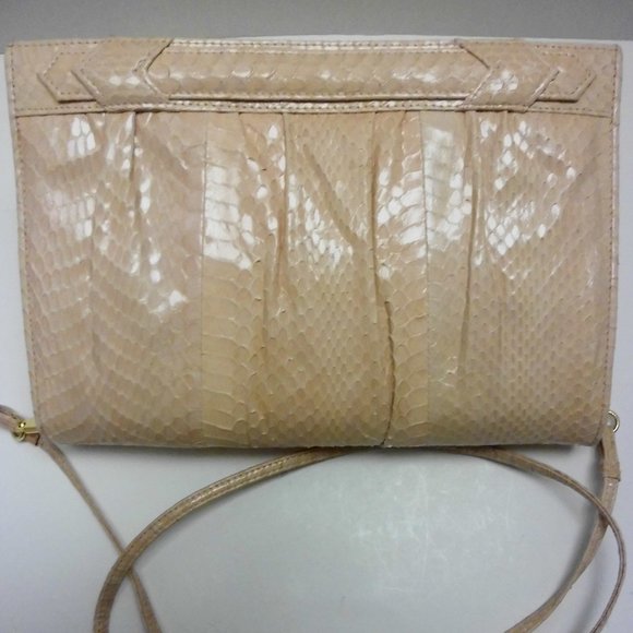 Mary Ann Rosenfeld Handbags - VTG Mary Ann Rosenfeld Peach real snake crossbody Bag